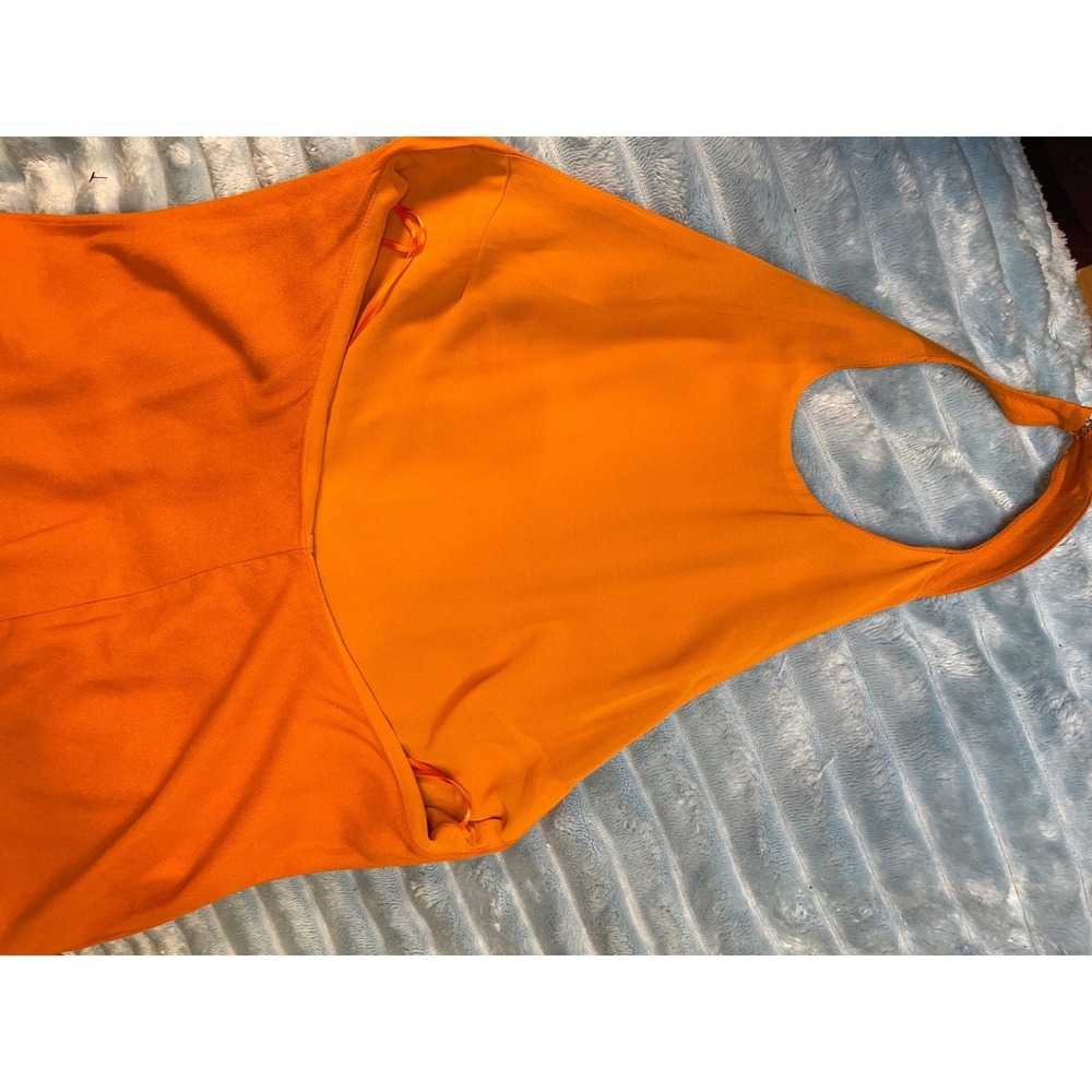 Reformation Orange Halter Neck Midi Dress Linen Blend Size Small - Picture 10 of 10